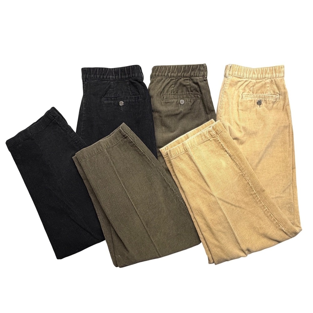 Lot of 3 LL‎ Bean Corduroy Pants Womens 12P High Rise Pleated Straight Leg Y2K